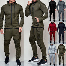 Load image into Gallery viewer, Hirigin 2 piezas otoño Running chándal hombres sudadera conjunto deportivo gimnasio ropa hombres deporte traje de entrenamiento ropa deportiva
